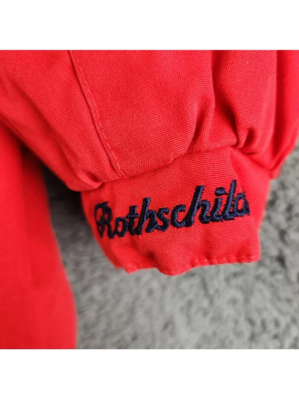 VTG Rothschild Pea Coat Girls‎ 3T Red Blue Fur Lined Bow Pleated Hooded Holiday